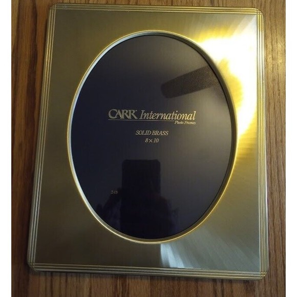 Solid Brass Picture Frame Carr International Photo Tabletop Oval Square 8x10 - Picture 1 of 15